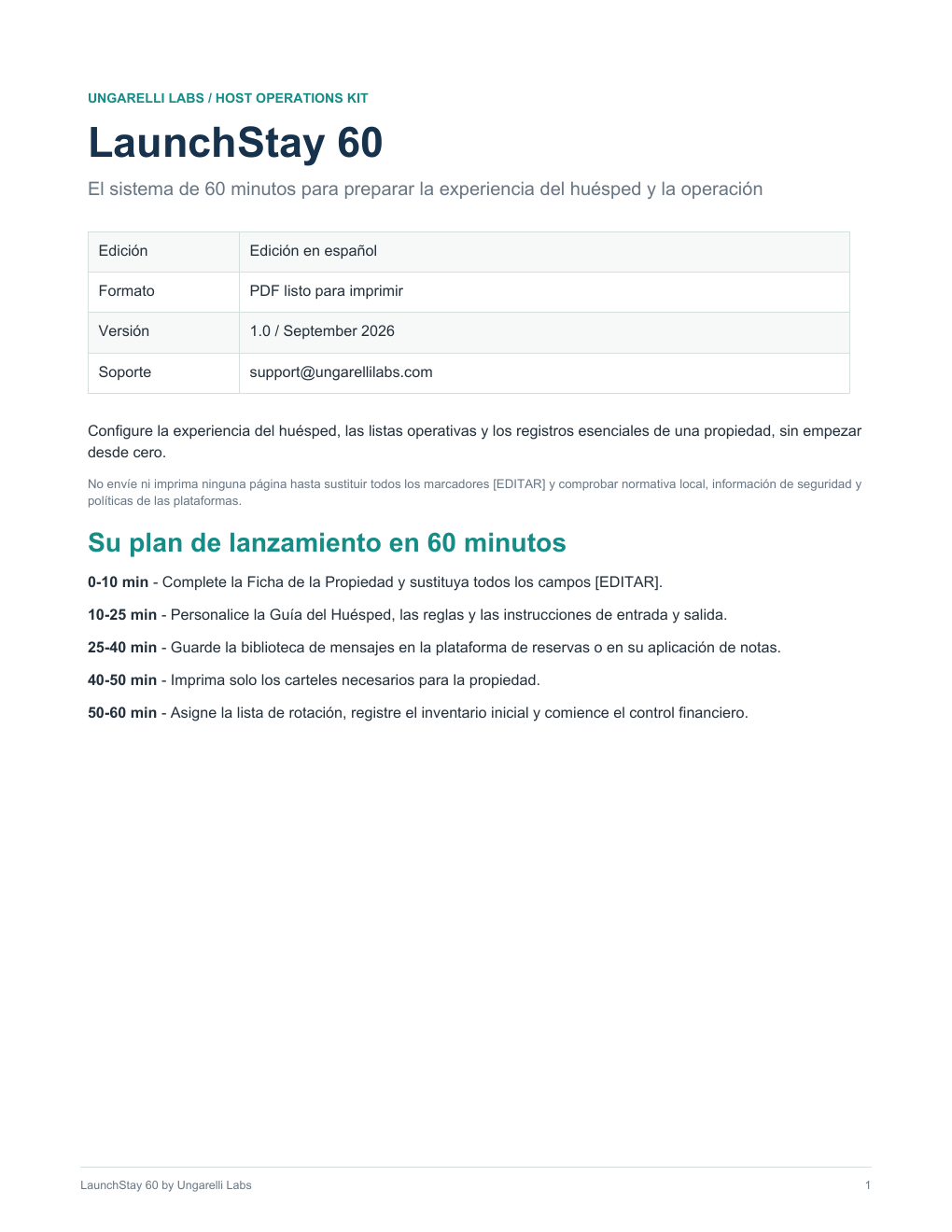 Spanish LaunchStay 60 kit cover